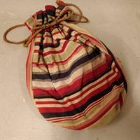 Merceriseret bomulds taske. Stribet mulepose i farverne rød og m.m.